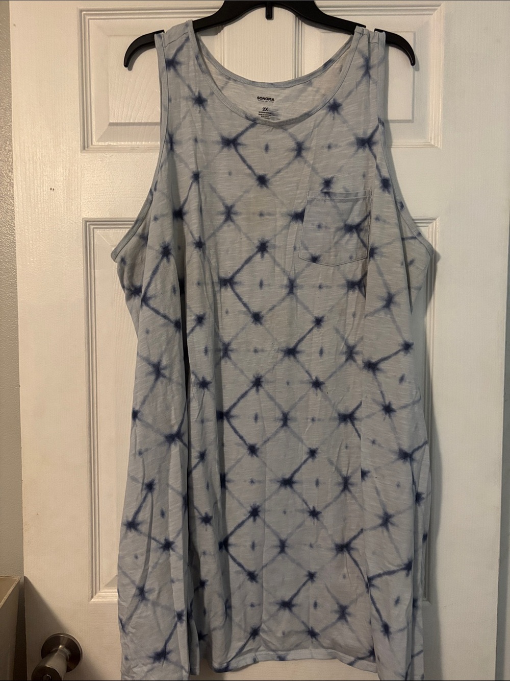 Sonoma Light Blue with Navy Tie-Dye Midi Tank Dress